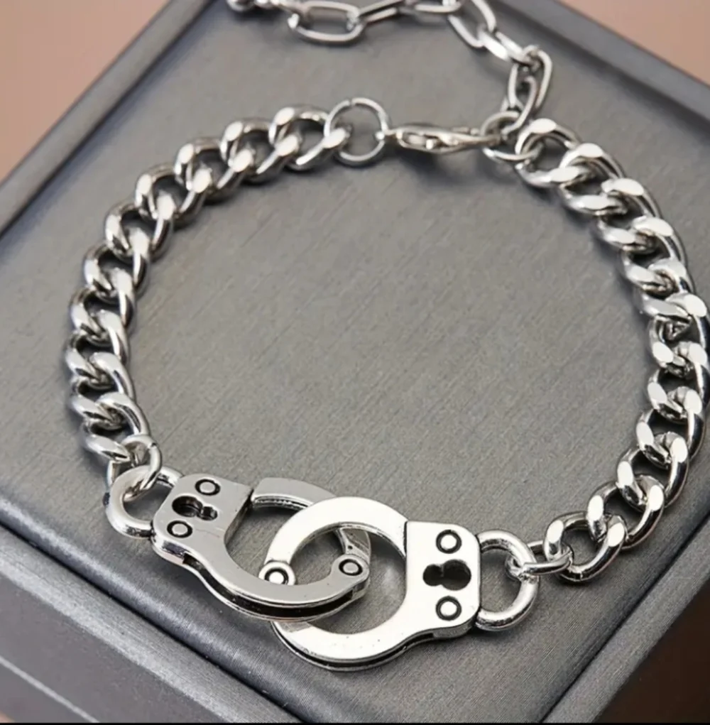 Silvertone Handcuff Chain Link Bracelet